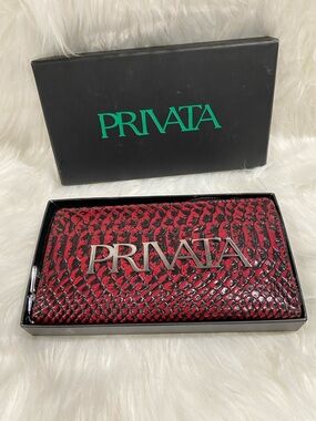 Red Snake-Embossed Women's Wallet